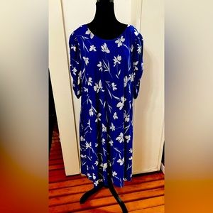 Brilliant blue and white dress